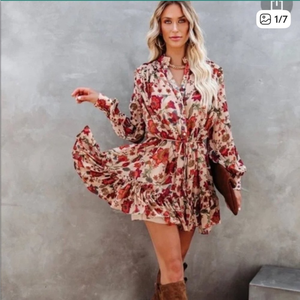 Vici Vibrant Floral Ruffle Dress